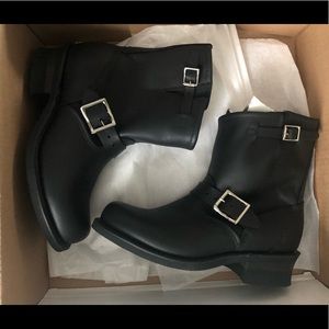 Frye Black Leather Engineer Boots